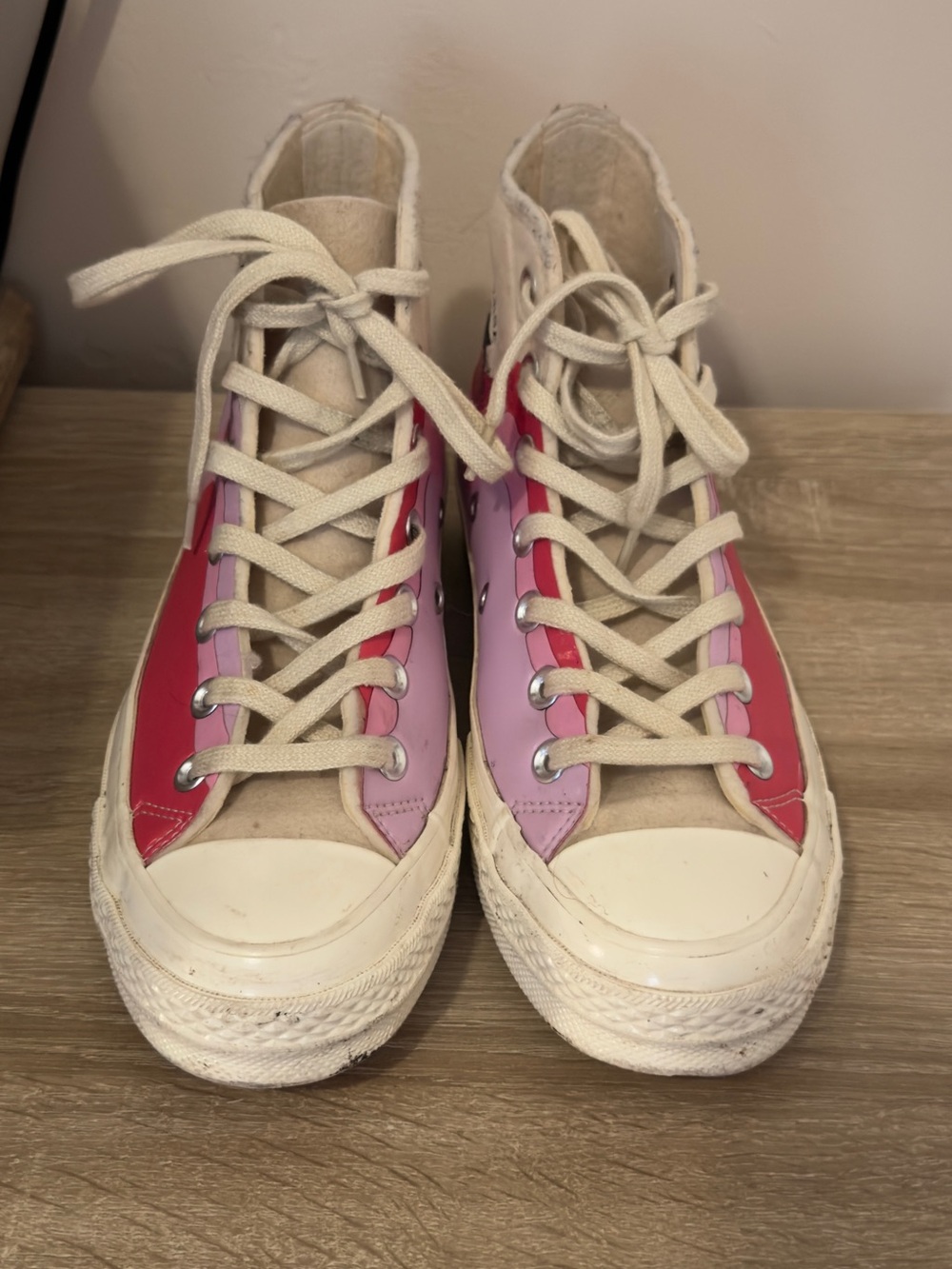 High-Top Lace-Up Sneakers in Pink Ombre
